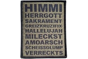 ‎PATCHLAB Patchlab Bayrisch Fluchen Mundart Curse Morale Patch gewebt mit Hakenklett Himmi Herrgott SAKRAMENT GREIZKRUZIFIX HALLELUJAH Oliv Bavarian Curse