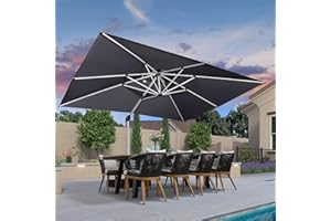 PURPLE LEAF Sonnenschirm Rechteckig 300 x 400 cm Ampelschirm Groß Stabil Marktschirm Groß 360°Rotation, Gartenschirm mit Kurbel, XXL Sonnenschutz UV50+, Grau