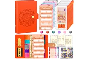 ‎AOCII Aocii Budget Planner Deutsch Budget Binder A6 - Budgetplaner Finanzplaner, Haushaltsbuch mit Geldfächer, Budget Planner Deutsche Beschriftung, Cash Stuffing Deutsch, Geld organizer (Koralle Orange)