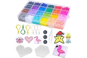 Cisolen 2400PCS Fuse Beads Craft Kit 24 Colors 5mm Iron Beads for Kids Water Fuse Bead Kit DIY Art Crafts Toys for Kids Girls as Gifts