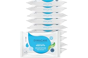 Dymacare Fragrance-Free Wash Mitts | Rinse Free Microwaveable Adult Bed Bath Wet Wash Gloves | with Aloe Vera | Latex, Lanolin and Alcohol Free | 10 Packs (80 mitts in total)