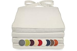 sunnypillow 4er Set Stuhlkissen 40 x 45 x 5cm | Polsterauflage Auflage für Stühle/Rattanstühle | Stuhlauflage mit Schleifenbändern | Indoor/Outdoor | Ecru |