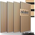 Arebos Lot de 4 Panneaux Acoustiques 120×60 cm | Panneaux Muraux à Lattes Aspect Bois pour Mur & Plafond | Haute Absorption Acoustique | Installation Facile & Découpable