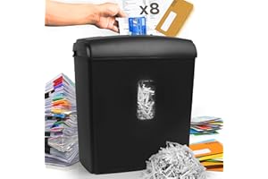 Duronic Cross Cut Paper Shredder PS815, Shred 8 Sheet Heavy Duty Small Mini Electric Shredders, Data Shredding Machine for Home Office Use, Shreds Papers, Credit Cards, Envelopes, Documents - Black P4