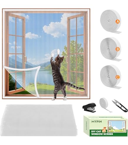 Katzenschutz Netz 90x130cm - Transparent Mit Selbstklebeband Für Fenster