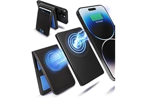 Sunslice Volta - Portefeuille magnétique avec Batterie Externe Magsafe – Porte Carte Homme avec Support Réglable et avec Powerbank Magnétique, pour iPhone 16/15/14/13/12 Pro Max/Plus, Noir