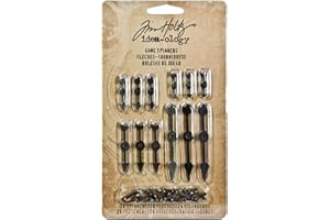 TIM HOLTZ IDEA-OLOGY Tim Holtz - Juego de Agujas giratorias con pasadores (de 0,75 a 2,25"/1,9 a 5,6 cm, 4 Unidades), Color níquel, latón y Bronce