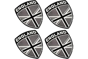 PTDecals 4 PCS 4x5CM Soft Flexible Epoxy Black Grey White The Union Jack England Flag Emblem Sticker UK GB Flag Badge Decals for Vehicle Auto Car Motorcycle Helmet Home Decoration