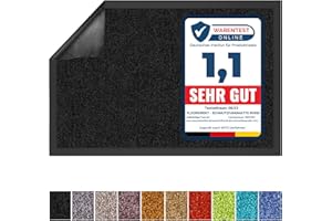 ‎FLOORDIREKT Floordirekt Schmutzfangmatte Rhine - waschbare & leistungsstarke Fußmatte - Sauberlaufmatte mit Rutschfester Rückseite - Türmatte für den Eingangsbereich (Schwarz, 60 cm x 90 cm)