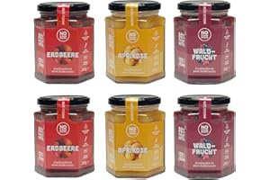 ‎NOSUGARSUGAR No Sugar Sugar Fruit Spread Tasting Set Strawberry, Forest Fruit, Apricot, No Added Sugar, at least 80% Fruit Content with Erythritol and Stevia, Bread Spread Made in the EU (2 x 260 g each)