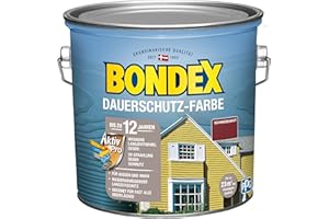 Bondex Dauerschutz Farbe Schwedenrot 2,5 L für 22,5 m² | Hervorragende Farbstabilität | Wetter- und UV-Schutz - bis zu 12 Jahre | Seidenglänzend | Dauerschutzfarbe | Holzfarbe