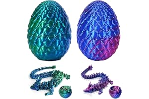APRRMLIZW 3D-Tryckt Drake i Ägg 2 Stycken Helt Rörlig Mystisk Leksak Fidget Ägg Full Gemensam Kristalldrake för Heminredning