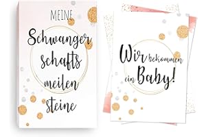‎SOPHIES KARTENWELT Sophies Kartenwelt 45 Schwangerschaft Meilensteinkarten zum Ausfüllen - als besonderes Geschenk für Schwangere - mit Geschenkbox