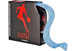 FLEXU Kinesiologie-Tape Ruban en Vrac 35 mètres continus ou 140 Bandes prédécoupées. (Blue)