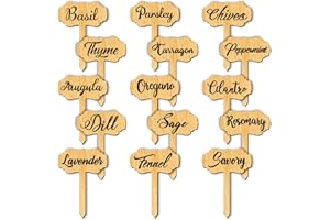 arricraft Etichette per Piante Da 15 pz, Marcatori di Erbe In Legno Etichette Tipo T di Erbe Etichette per Giardini e Serre con Nome di Erbe Stampate Etichette Da Giardino per Erbe Aromatiche