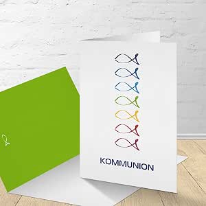 5 Kommunion Karten Mit Umschlägen – Motiv Blumenrausch, Blanko Zum Selbstgestalten | Klappkarten, 250g/m² Papier