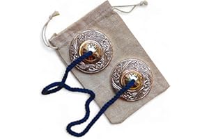 ORIGINAL KIKAN Tingsha tibetano de bronce profesional con bolsa de almacenamiento, platillos curativos, campanas para reiki, terapia de sonido, meditación budista, campana de yoga, manjira floral en relieve, apto