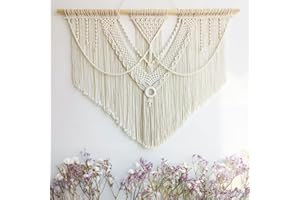 GIFTPOT Ordeluxe Macramé 110cm x 82cm Tapiz Boho, Grande, Hecho a Mano, Decoración de Pared para Dormitorio, Decoración de Balcón, Regalo para Mujeres
