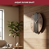 PIKAS Ahşap Duvar Saati 44 cm, Sessiz Mekanizma Dekoratif Modern Salon Mutfak Ofis Duvar Saati
