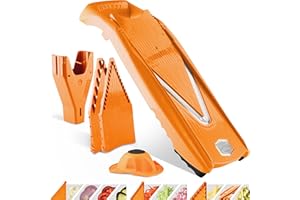 Coupe-Légumes Börner V5 (Starter Set) • Mandoline en V pour tranches, bâtonnets & dés de différentes tailles • Mandoline avec lame en acier inoxydable • Mandoline réglable • Orange