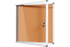 S SWANCROWN SwanSea -Vitrina de Corcho de Interior para 6 Hojas A4,Tablón de anuncios con cerradura para comunidad,oficina, 67x72cm