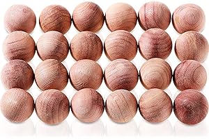 HICARER 24 Piezas Bolas de Cedro Natural Bolas de Polilla de Madera de Cedro Rojo Aromático Ambientador y Desodorante Antipolillas de Madera de Cedro para Accesorios Guardarropas Cajón Armario