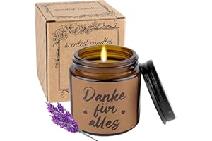 Rebundex Dankeschön Geschenke Danke Geschenk für Frauen Geburtstagsgeschenk Lavendel Duftkerzen im Glas, Danke Mama Freundin Oma, Abschiedsgeschenk Kollegen Entspannung Geschenk für Erzieherin
