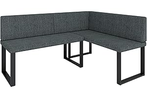 ‎FURNISTAR FURNISTAR Eckbank Akiko Metal - Eckbankgruppe für Ihrem Esszimmer, Küche modern, Sitzecke, Essecke. Perfekt für Küche, Büro und Rezeption. Solide und Starke Verarbeitung. (INARI 96, 196x142cm rechts)