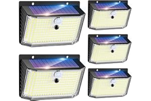 Kolpop 5 Pack Solar Security Lights Outdoor Motion Sensor, 208 LED Super Bright Solar Lights Outdoor Garden IP65 Waterproof, 3 Modes Solar Powered Wall Lights for Outside, Fence, Yard, Door, Garage