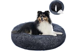 Purefun Cuccia Cane Taglia Media, 80cm Cuccia Cane Interno Grigio Scuro Chiaro Lavabile in Peluche Morbida, Cuscino Cane Migliorano il Sonno