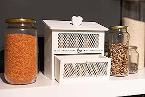 MARCO PAUL INTERIORS Marco Paul - Huevos de madera blanca Shabby Chic para almacenar alimentos en color crema, caja de cocina rústica para hasta 6 huevos