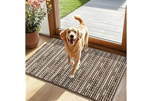 Biscpro Dirt Trapper Door Mats Indoor, Non-slip Barrier Mats for Indoor Outdoor, Super Absorbent Entrance Rug Machine Washable Soft Floor Carpet for Front Back door, Coffee, 60 x 90 cm
