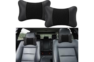 2 stycken nackkuddar bil nackkuddar huvudstöd, ergonomiskt nackstöd bil med minnesskum, 28 x 18 cm PU-läder bilstolskudde för