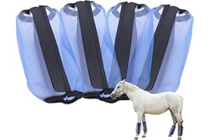 Gallopoff Pack of 4 Fly Boots for Horses, Loose Fit, Breathable, Fine Mesh, Protects Against Leg Fatigue and Stamping, Ideal for Summer