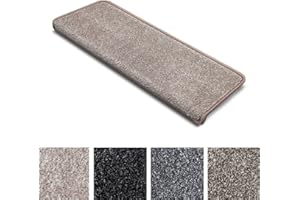 CASA PURA Tappetini per Scale Interne - Copri - Gradini Antiscivolo ad Uso Intensivo, Combinabili con Tappeti e Passatoie in Vari Colori e Misure - Rettangolari - Set da 15-65x23.5 cm - Beige