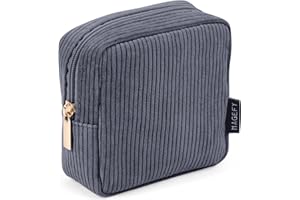 MAGEFY Kleine Make up Tasche für Frauen Mädchen, Reise Cord Kosmetiktasche Make up Tasche mit Reißverschluss Kosmetiktasche mit Fächern (Schwarz)