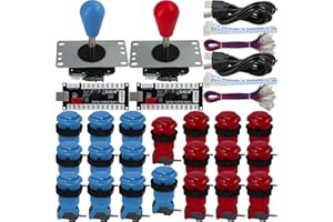 SJ@JX Arcade Game 2 Player Controller DIY Kit Microswitch Button 4&8 Way Joystick Zero Delay USB enkoder Fighting Stick Handles Console for PC MAME Raspberry Pi Retropie