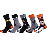 5 x Grey/Orange Crew Socks For Men CRASH BANDICOOT