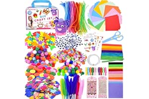 colmanda 1700 + Pezzi DIY Art Craft Set, Lavoretti Creativi Contiene Scovolini Colorati per Lavoretti, Piuma, Sticks, Occhi Finti, Perline e per lo scrapbooking Giocattoli per Bambini