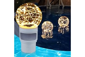DeeprBlu Dosierschwimmer Pool mit Solar Kugelleuchte, Solar Pool Schwimmer für Chlortabletten, Chlorschwimmer Pool Groß Leicht zu Öffnen, Pool Chlor Schwimmer Chlordosierer für Pool, Whirlpool, Spa