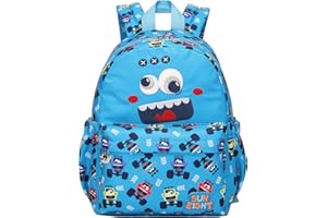 Tanou Mochila Infantil, 12 Pulgada Mochilas Niño para la Guarderia Preescolar, Lindo Mochila Escolar de Estilo Animal para Niños Pequeños, 2-5 años, Carro Azul