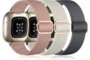 Oielai 3 Pack Compatible con Fitbit Versa 4 Correa/Fitbit Versa 3 Correa/Fitbit Sense Correa Mujeres Hombres, Correa Trenzada Deporte de Nylon Elástico para Versa 4/ Versa 3/Sense
