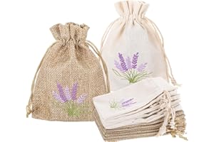 AOZUO 12 PCS Lavender Bags, Sachet Empty Bags Small Jute Bag with Drawstring Cotton Linen Pouch for Filling Spice Jewellery Wedding