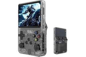 Werwing R36S Console de jeu rétro, écran IPS de 3,5", carte TF de 64 Go avec plus de 10 000 jeux préchargés, appareil de jeu portable Linux OS (noir)