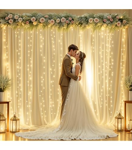Toile De Fond Photo Mariage 3x2m - Décoration Murale Fleurs Et Herbe - Fond Photobox Personnalisable En Vinyle