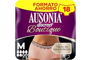 Ausonia Discreet Braguitas Boutique Beige Plus, Talla M, Pack de 18, Tacto Similar A La Ropa Interior, Superabsorbente, Diseño Curvo Para Un Ajuste Ceñido