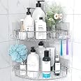 Étagère Douche Adhésive 2 Pack Avec 5 Crochets - Acier Inox SUS304 - Sans Perçage