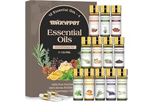 MIGCAPUT Set de Aceites Esenciales para Humidificador 12 x 5ML, 100% Natural Aromaterapia Aceite Aromático, SPA para Difusor, Masaje - Árbol del té, Lavanda, Menta, Jengibre, Vetiver, Anís Estrellado