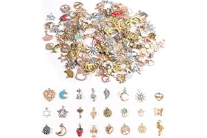 LbsAMP 150 Pezzi Ciondoli per Creazione di Gioielli Metallo DIY Ciondoli Assortiti Colorati Decorazioni per Orecchini Collane Pendenti Collane Accessori per la Realizzazione di Braccialetti