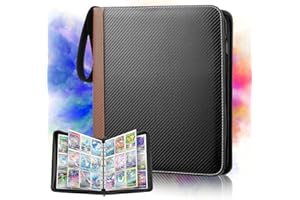 GIBOHOM Álbum de para Cartas, Carpeta de Cartas Coleccionista 900 Cartas 50 Paginas, Álbum de Fundas Transparente e Impermeable para Tarjetas de Tamaño Estándar (Marrón)